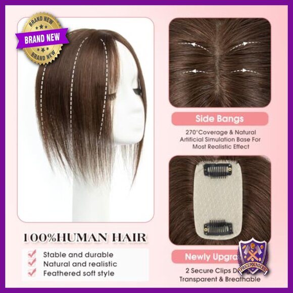 14 Inch Human Hair Topper for Thinning Hair, Silk Base with Clips main image 4